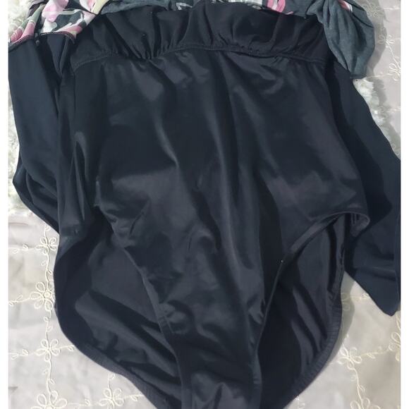 MagicSuit By Miracle Suit Floral Black Swimdress Size 12 Vacation Cruisewear - Picture 5 of 8